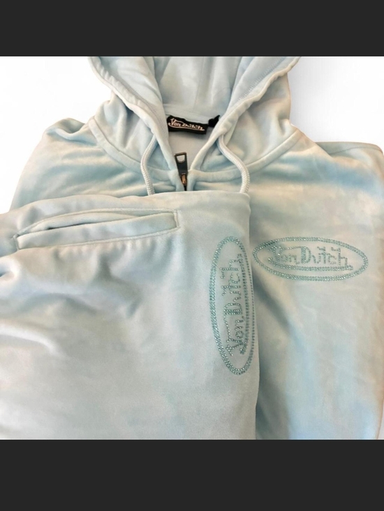 Von Dutch Pants - Von Dutch Light Blue Velour Hoodie & Joggers